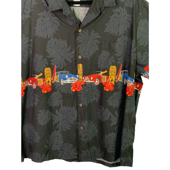 Bishop St. Apparel Mens 3XL Hawaiian Button Up Shirt Tiki Woody Surfer Vintage - Picture 4 of 9